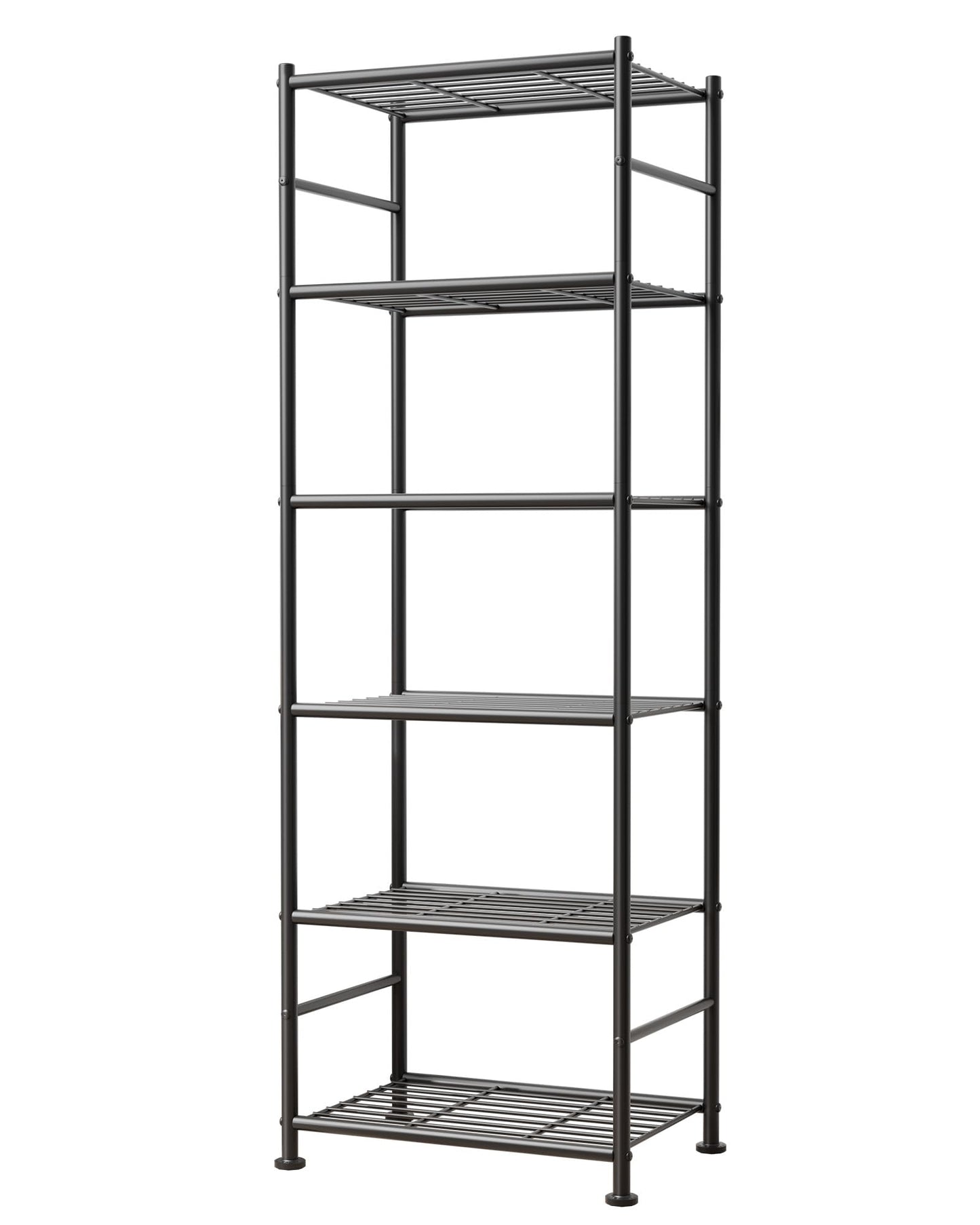 Sakugi 6-Tier Metal Storage Shelves - Slim Shelf Organizer with Reinforced Side Bars, Spacious Storage for Kitchen, Bathroom, and Laundry Room Organization, 18.2" x 12.5" x 70.1", Black