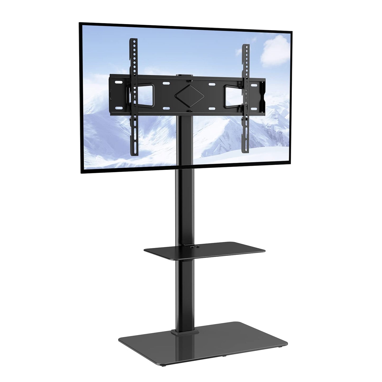 VEVOR TV Stand Mount, Adjustable Swivel Floor Stand for 32-65 Inch TVs, Portable with Tempered Glass Base, Height Adjustable for Living Room or Bedroom