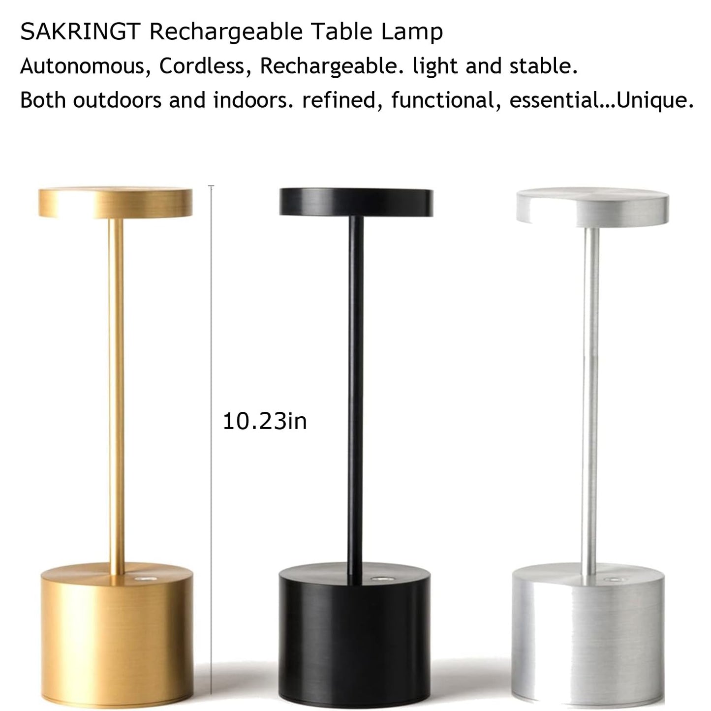 SAKRINGT 2 Pack Rechargeable Table Lamp, LED Cordless Table Lamp,5000mAh Battery Operated Portable Table Light,Dimming for Restaurant/Patio/Outdoor(Black)