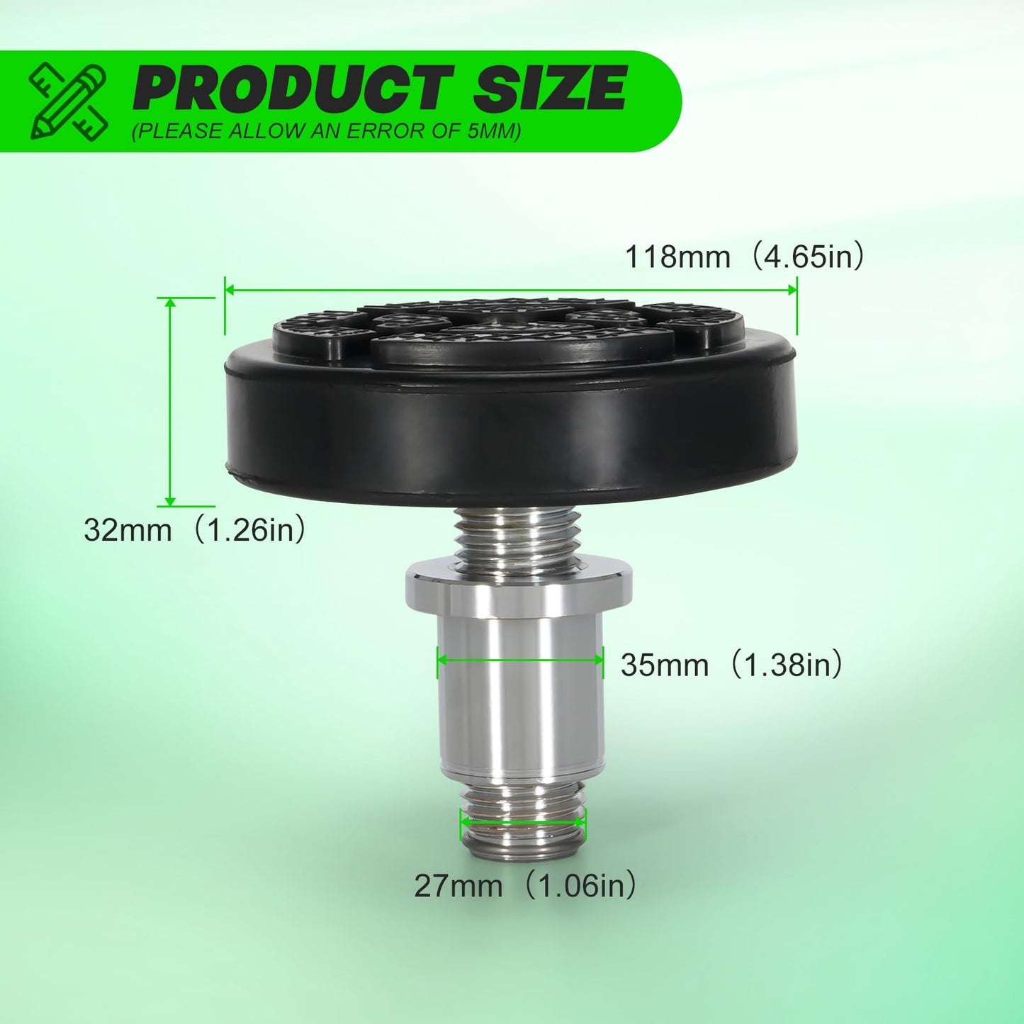 LEAPTREND 2pc 35mm Shaft Diameter Car Lift Rubber Tray Heightening Feet Plus High Leg Pads, Car Lift Telescopic Two Hole Round Tray with Rubber Pads Peg Screw-up Pads