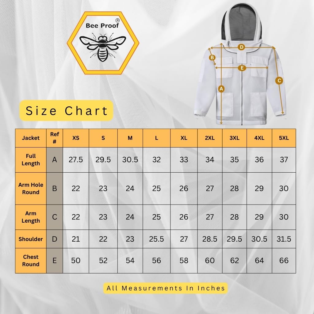 BP-301 Beekeeping Jacket with Veil, 3-Layer Ultra Ventilated Suit for Full Protection, Safety Fencing, YKK Zippers, and Carrying Bag (White Fencing Veil, X-Large)
