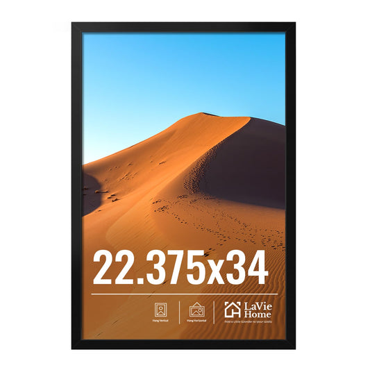 LaVie Home 22.375x34 Picture Frame for Wall Display, 22.375x34 Black Picture Frame with HD Plexiglas, 22.375 x 34 Frame 1 Pack, Display Frame for Vertical or Horizontal, Classic Collection