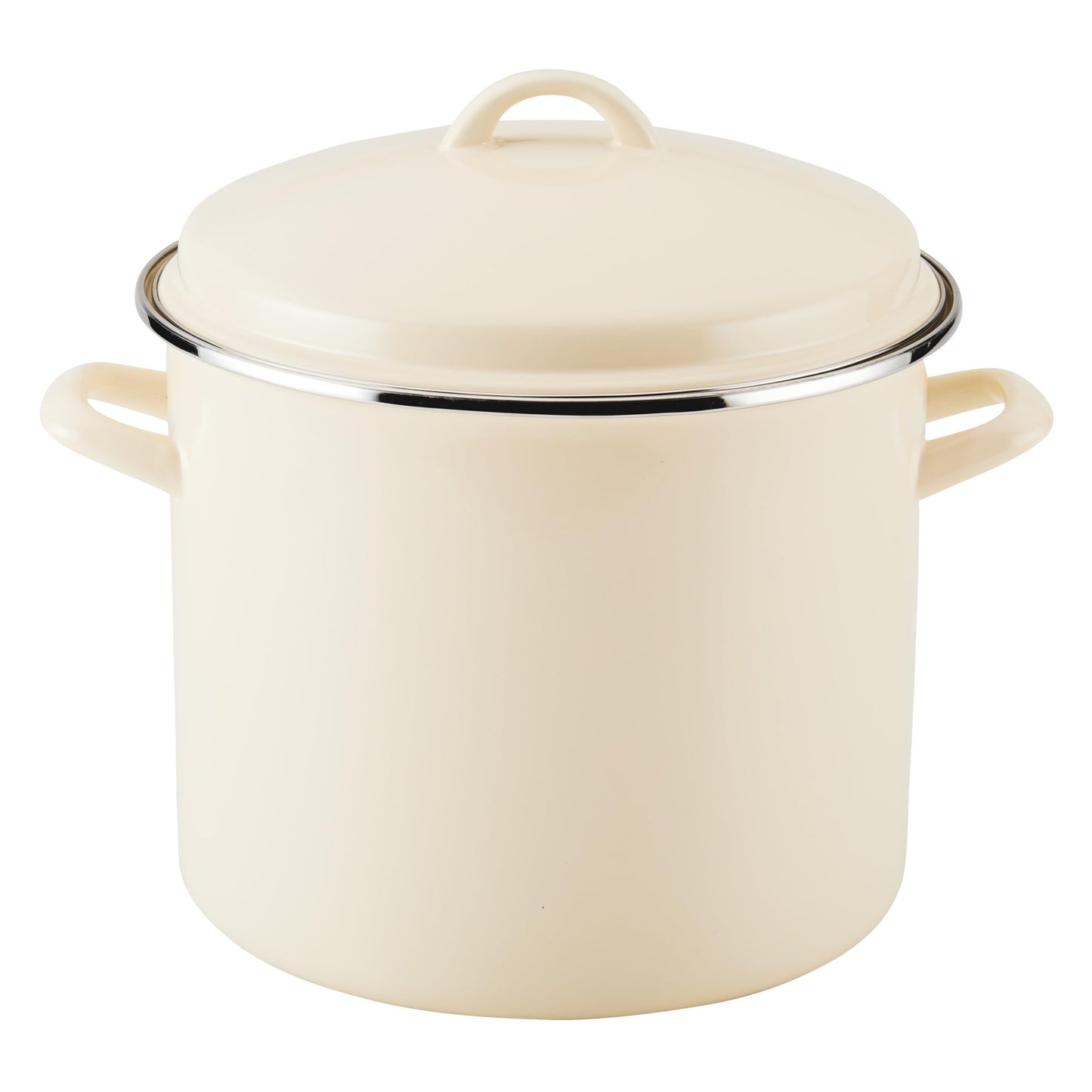 Rachael Ray Enamel-on-Steel Induction Stockpot with Lid, 12-Quart, Almond