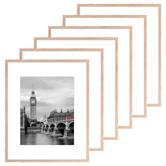 Fixwal 16x20 Poster Frame Set of 6, Gift for 2026 Graduation Father's Day, Thin Border and Light Weight Photo Frames for Wall Decor, Natural