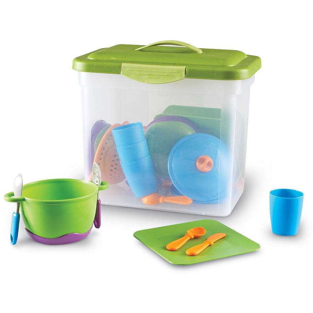Learning Resources New Sprouts Classroom Kitchen Set - 45 Pieces, Ages 2+ Pretend Play Food for Toddlers, Preschool Learning Toys, Kitchen Play Toys for Kids