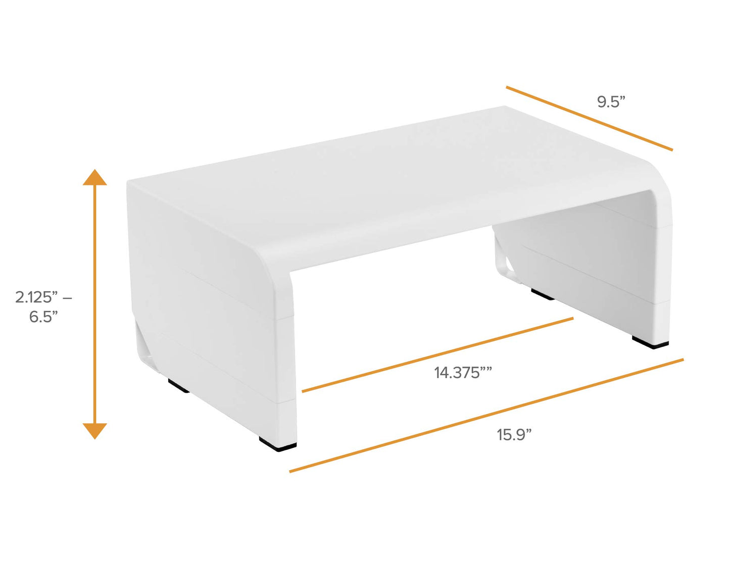 Bostitch Office Konnect Adjustable Monitor Stand Riser, 4 Height Adjustments, Built-In Cable Management, Rubber Feet - White