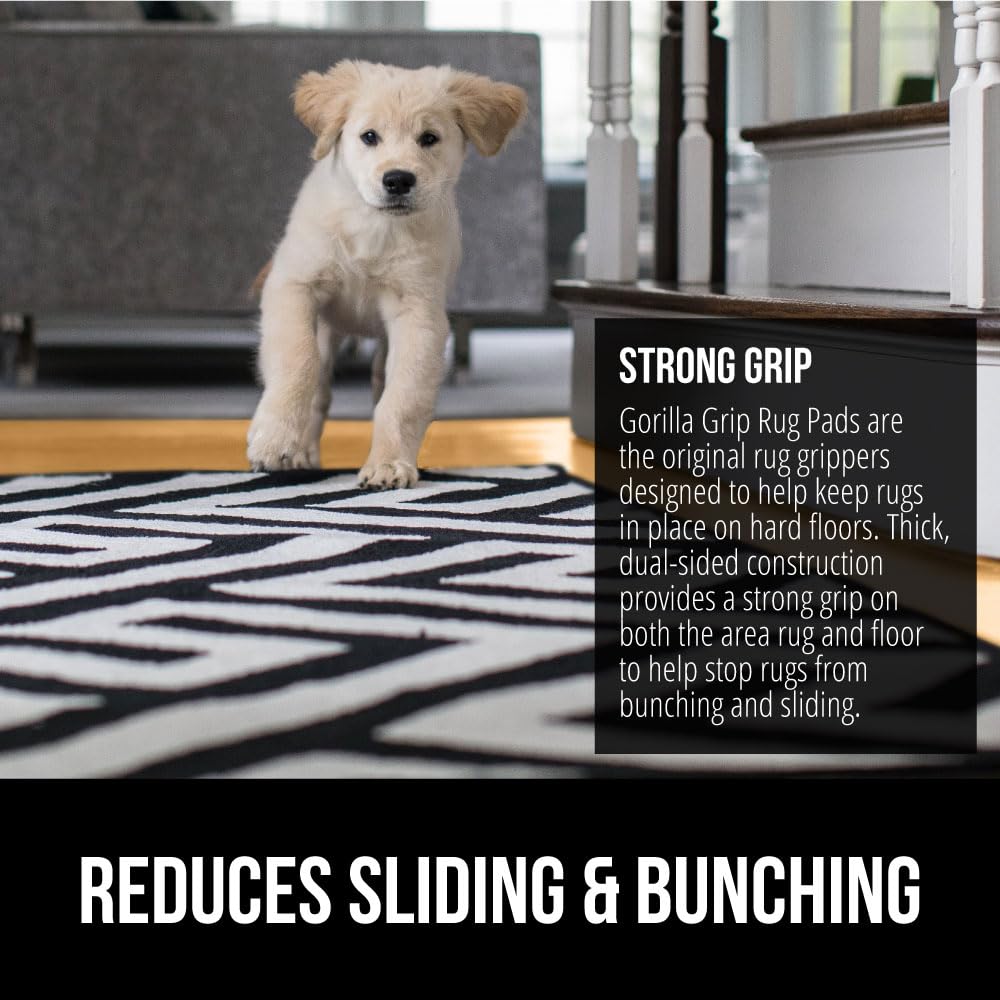 GORILLA GRIP Strong Rug Pad Gripper, 9x12 FT, US Designed, Grips Keep Area Rugs Safe and in Place, Thick, Slip and Skid Resistant Pads for Hard Floors, Under Carpet Mat Cushion and Hardwood Protection