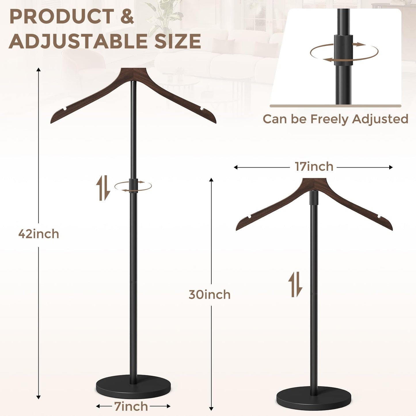 OLV 2 Pack Mannequin Torso, Adjustable Shirt Display Stand 30 to 41 Inches Height, Stable Dress Form Clothing Display Stand for Vendor, Portable Garment Rack for Coat Jacket, Walnut Wood
