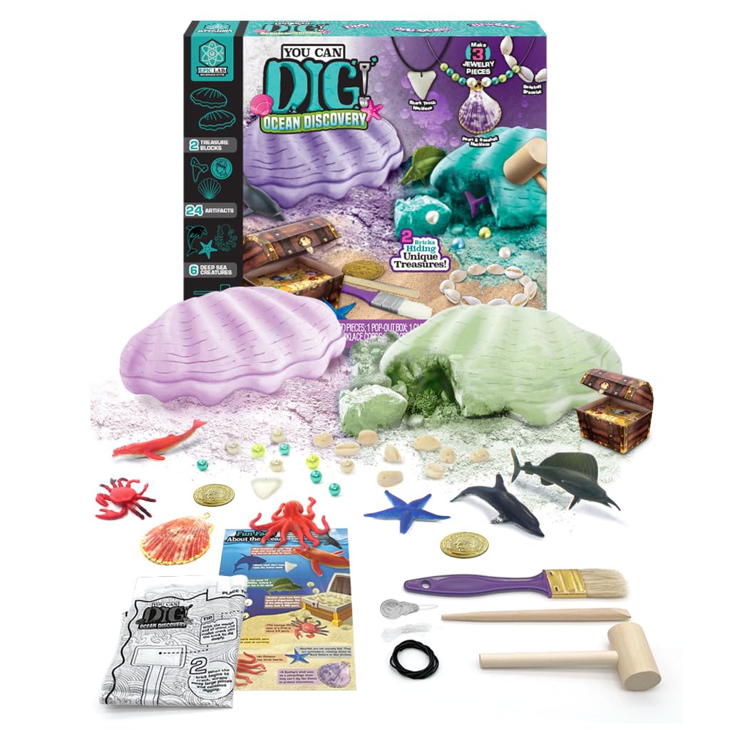 ArtSkills Epic Lab You Can Dig Ocean Discovery Kit, 30 Assorted Treasures, Tools Included