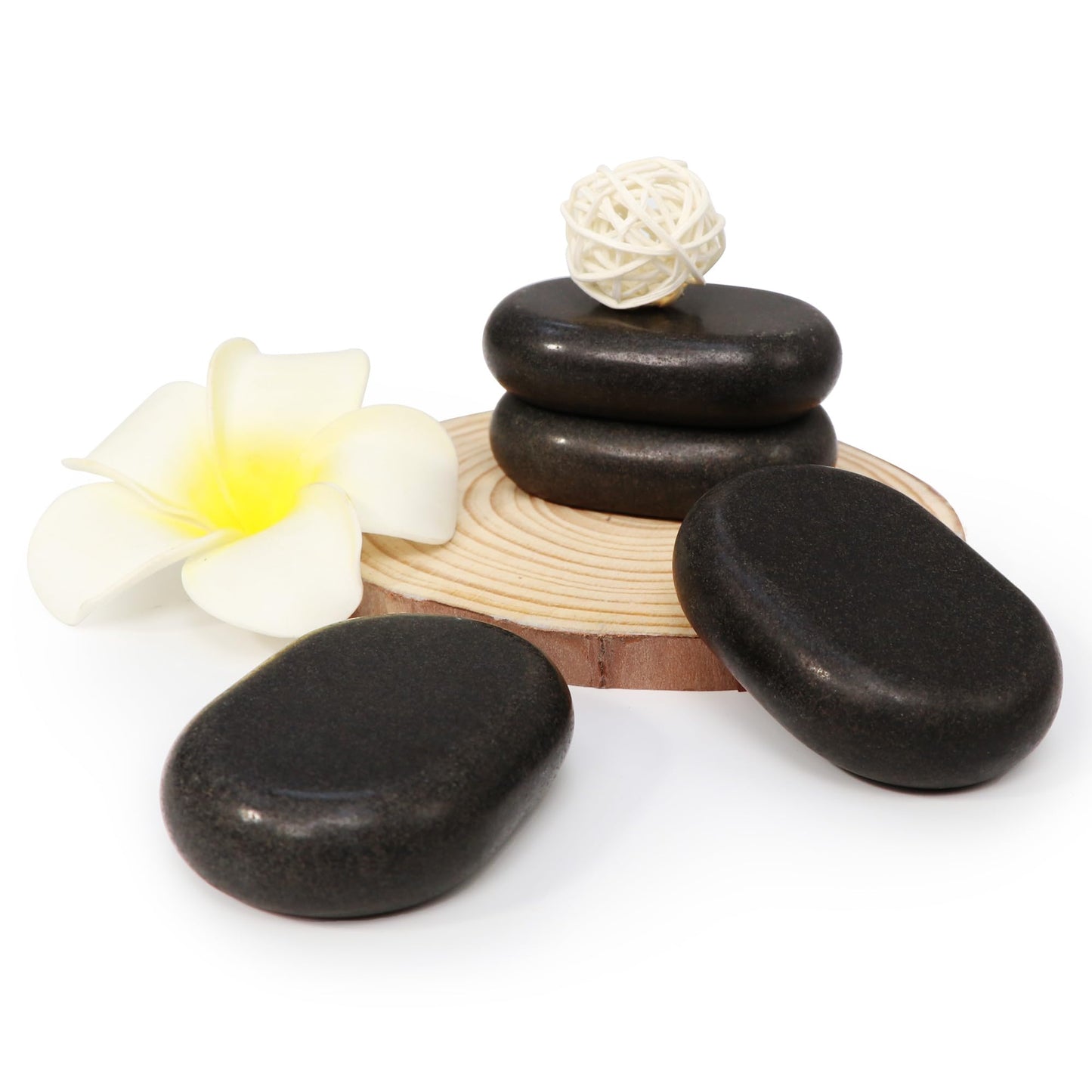 Master Massage 12-Piece Middle Sized Ovular Black Lava Hot Stone Massage Set –Medium Size Oval Stones 2.6" x 1.9" x 0.7" - Natural Basalt Stones for Spa, Salon, and Professional Massage Therapy