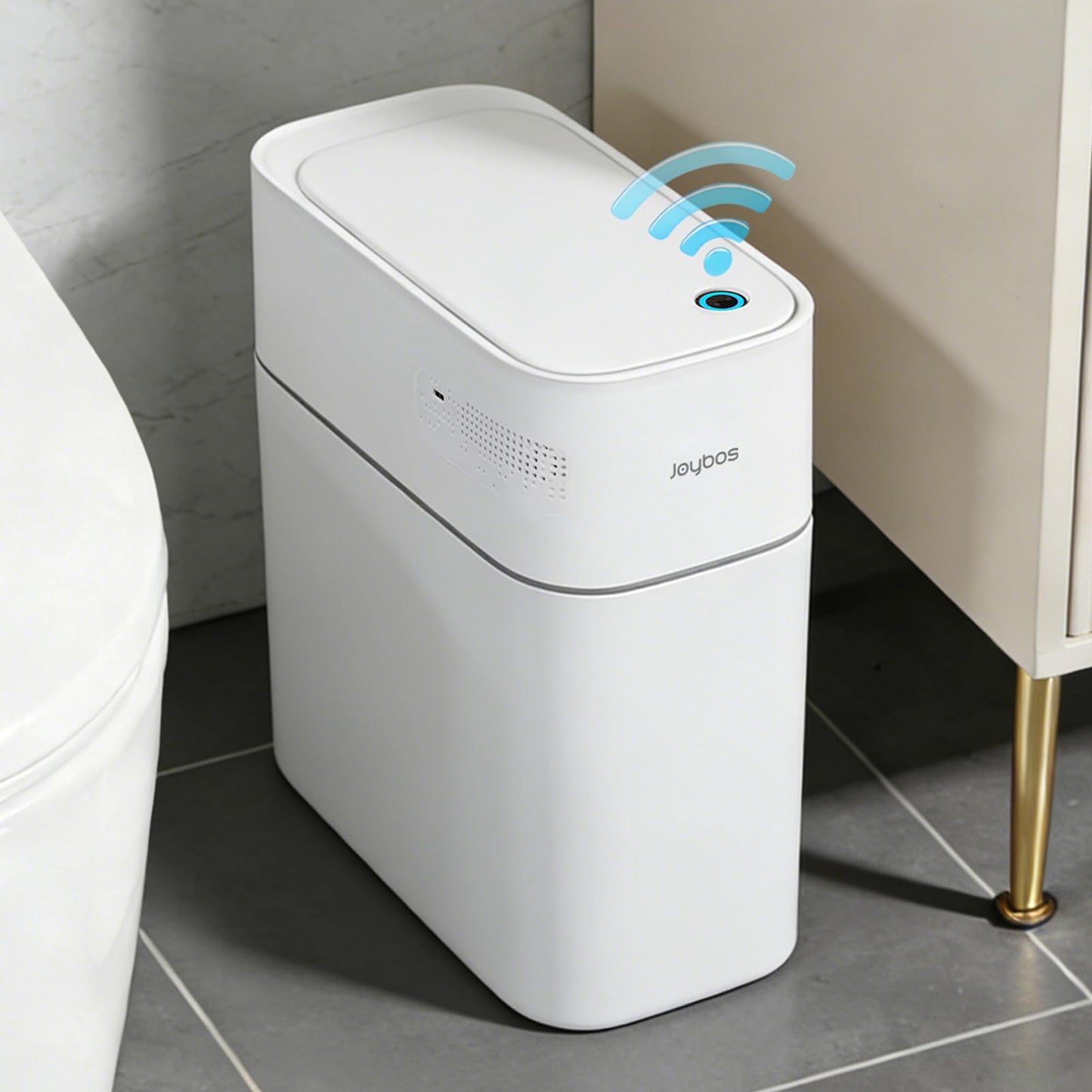 JUDRDO 3.5 Gallon Slim Automatic Trash Can for Bathroom,Touchless Diaper Trash Can with Trash Bag Auto-adsorption Technology,Motion Sensor Diaper Garbage Bins for Bedroom Office Kitchen Toilet