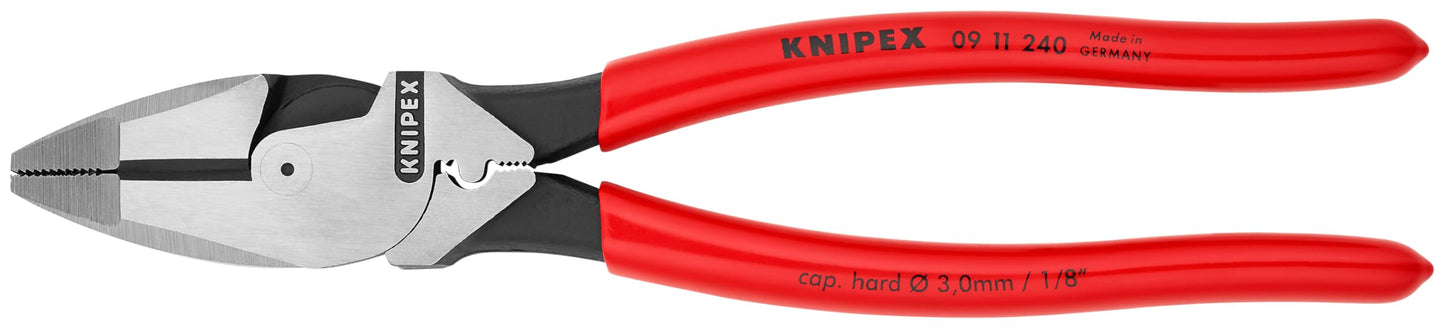 Knipex 09 11 240 9.5-Inch Ultra-High Leverage Lineman's Pliers with Fish Tape Puller and Crimper