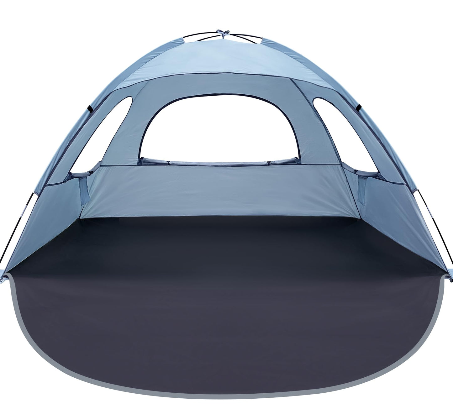 WhiteFang Beach Tent Anti-UV Portable Sun Shade Shelter for 3 Person, Extendable Floor with 3 Ventilating Mesh Windows Plus Carrying Bag, Stakes and Guy Lines (Sierra Blue)