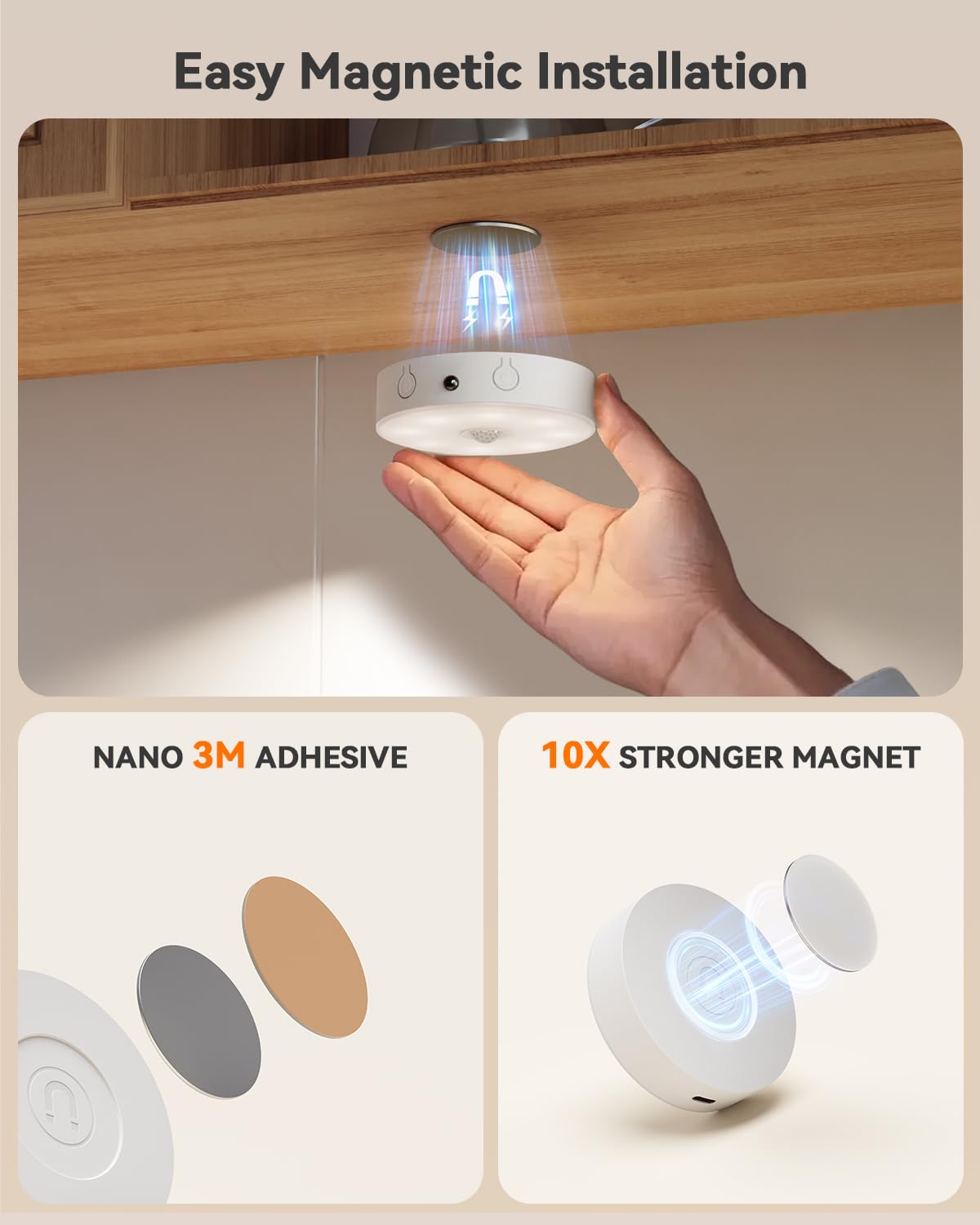 Under Cabinet Lighting,Rechargeable Motion Sensor Puck Lights with Remote 1500mAh Battery,3 Color Temps,12 RGB Color LED Night Light Wireless, Dimmable Under Counter Lights for Closet,Bedroom,Kitchen