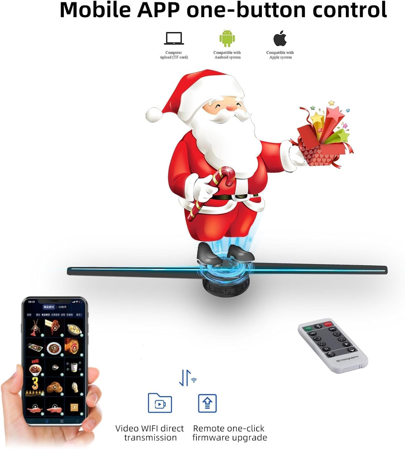 3D Hologram Fan,16.5in Hologram Fan Holographic Projector Supports WiFi Connection 302 HD LED Portable Design 42CM 3D Led Fan Display Contains 700 Videos for Store, Bar, Events, Trade Shows, Parties