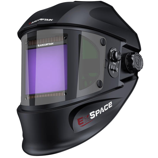 ARCCAPTAIN Auto Darkening Welding Helmet with Side View, 180° Panoramic View, 1/1/1/1 True Color Large Viewing Welding Hood with 4 Arc Sensor Solar Powered, Wide Shade 4/5-9/9-13 for TIG MIG ARC CUT