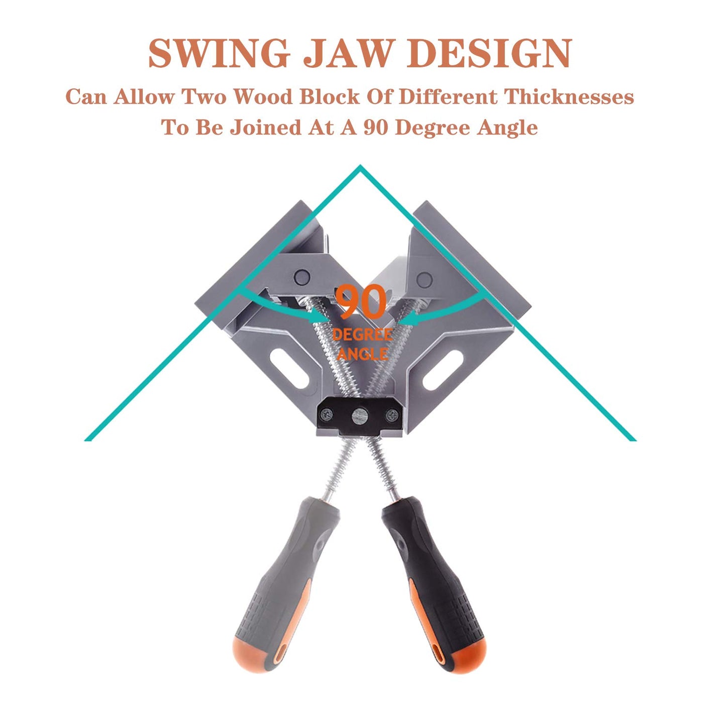WYQYQ 4pcs Corner Clamp - Right Angle 90 Degree Wood Clamps For Woodworking, With Adjustable Swing Jaw Aluminum Alloy Frame, For Welding, DIY Woodworking