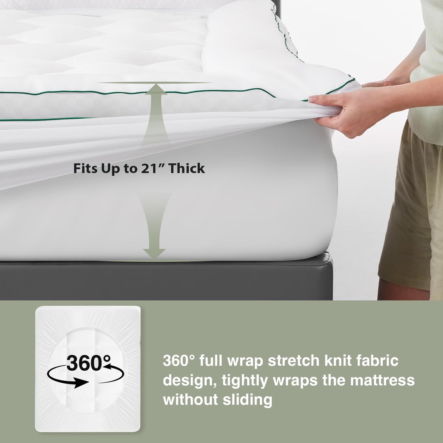 Novilla Full Mattress Topper, Soft Pillow Top for Dorm Bed, Breathable Quilted Mattress Pad Cover with Deep Pocket, Down Alternative Fill, Machine Washable Back to School Essentials