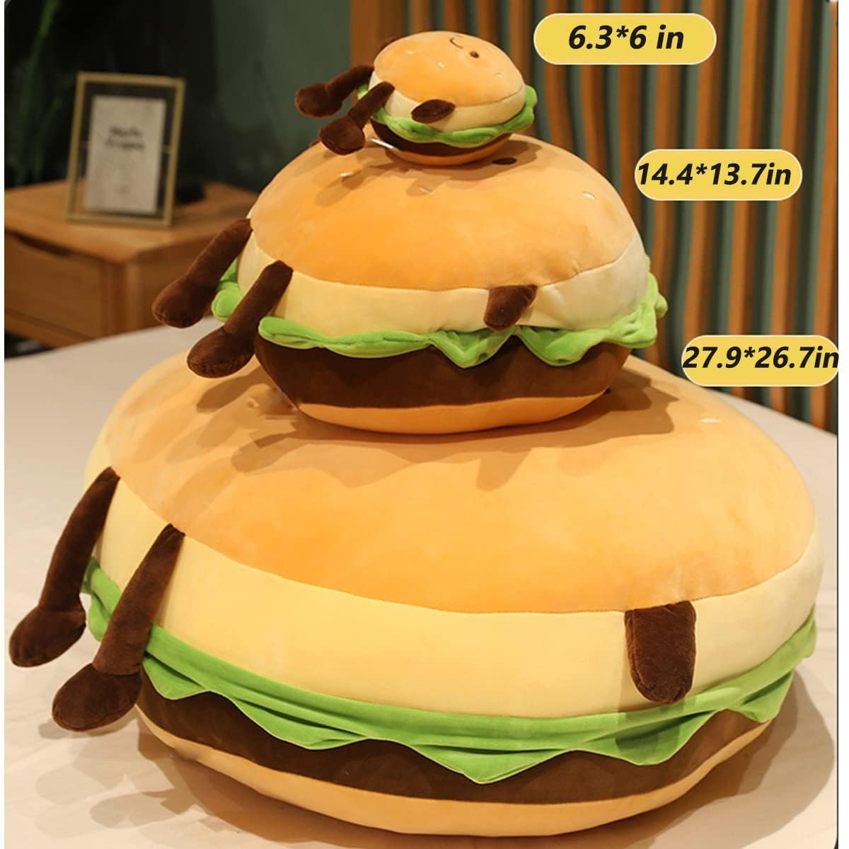 Goylmc Hamburger Plush Pillow - Hamburger Stuffed Pillow - Food Plush Pillow - Home Decoration Christmas Birthday Gift for Kids Boys Girls (13.7")