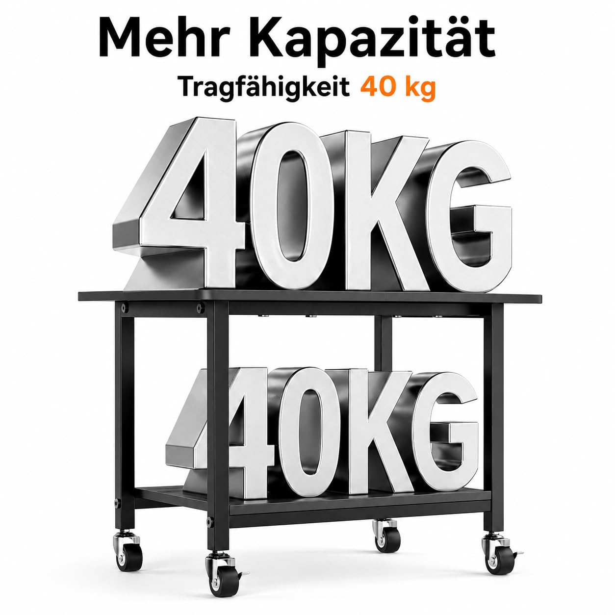 niffgaff Printer Stand with Lockable Wheels, 2-Tier Rolling Printer Cart with Storage Shelf, Compact Wood & Metal Printer Table for Home Office, Black, 20.1'' ×15.4'' ×14.6''