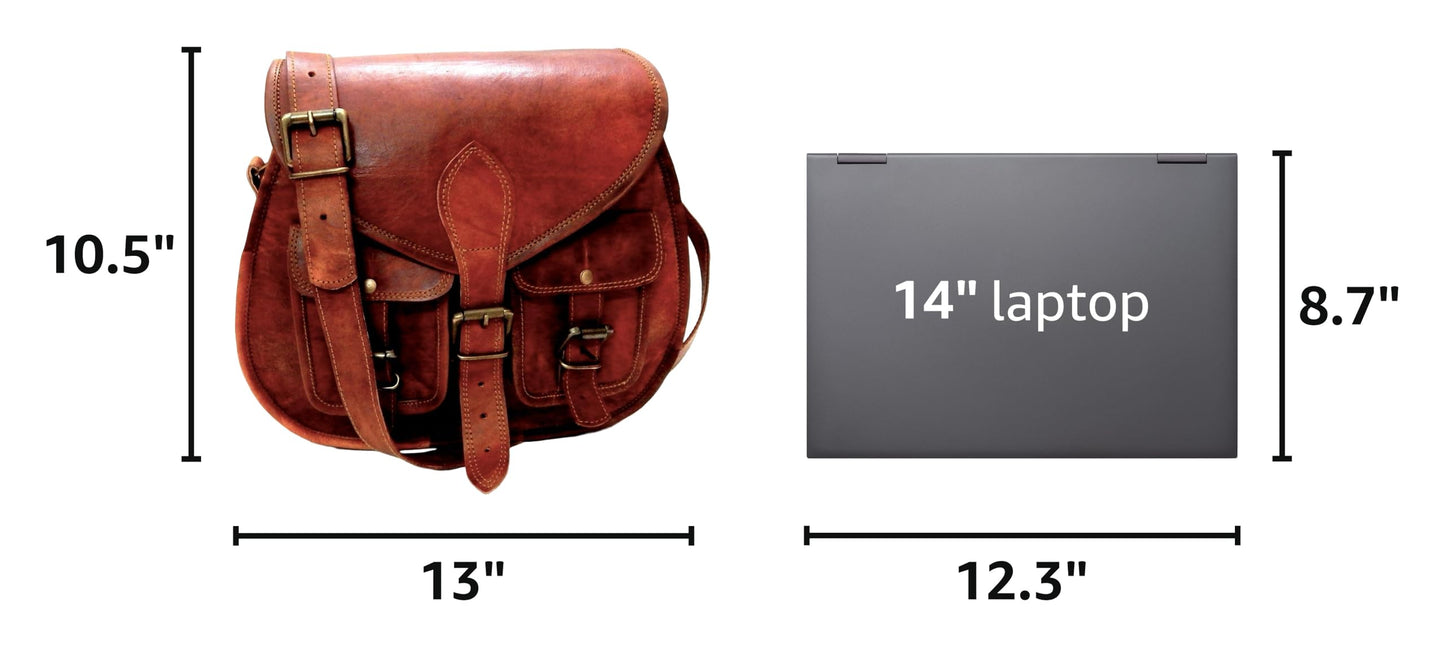 Firu-Handmade Women Vintage Style Genuine Brown Leather Crossbody Shoulder Bag Handmade Purse