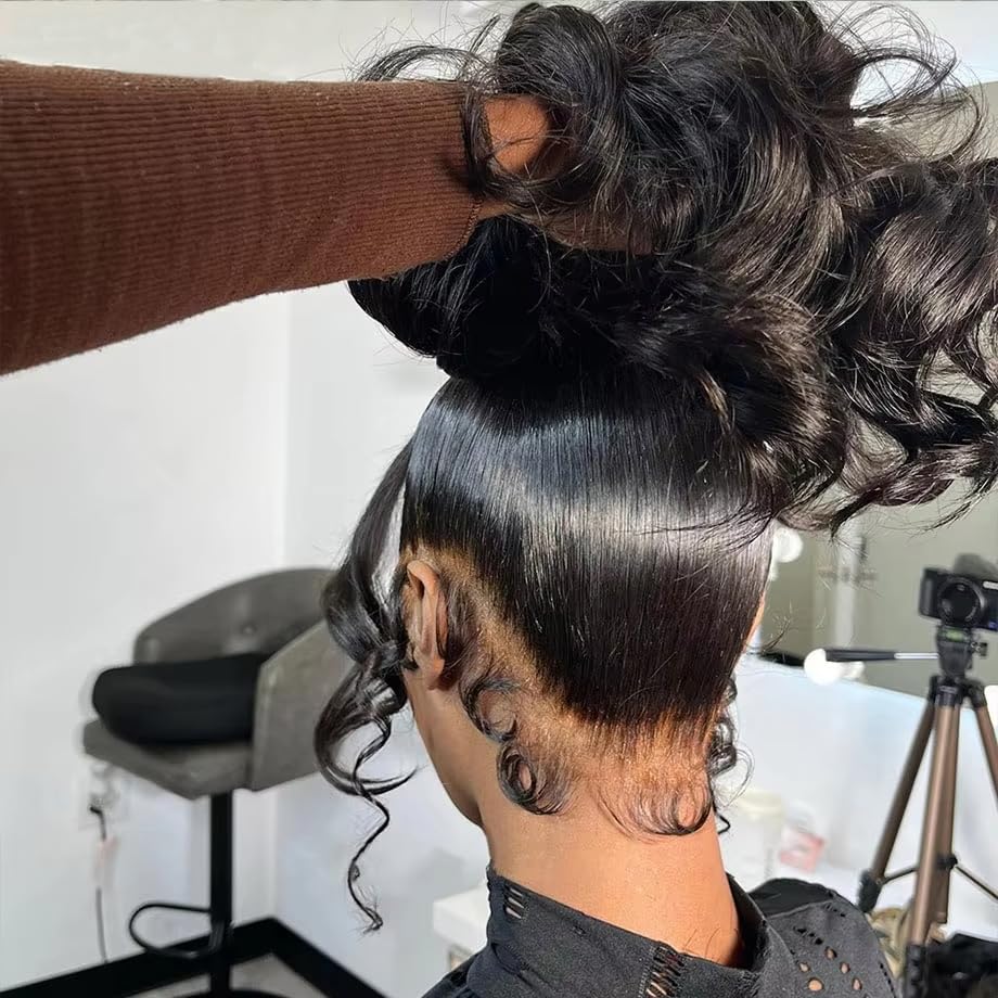 sdamey 360 Straight Lace Front Wigs Human Hair HD Transparant Full Lace Human Hair Wigs For Women 200 Density Wigs Human Hair Pre Plucked With Baby Hair 12A Brazilian Virgin Hair Natural Color 18inch