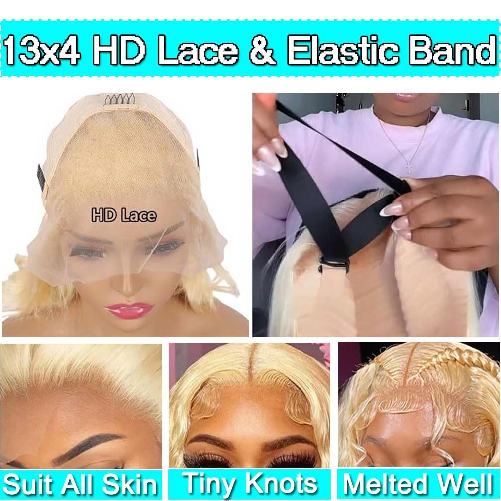613 Lace Front Wig Human Hair 180% Density Blonde Wig Human Hair Wet and Wavy Wigs for Black Women Glueless HD Lace Frontal Wig (28 Inch)