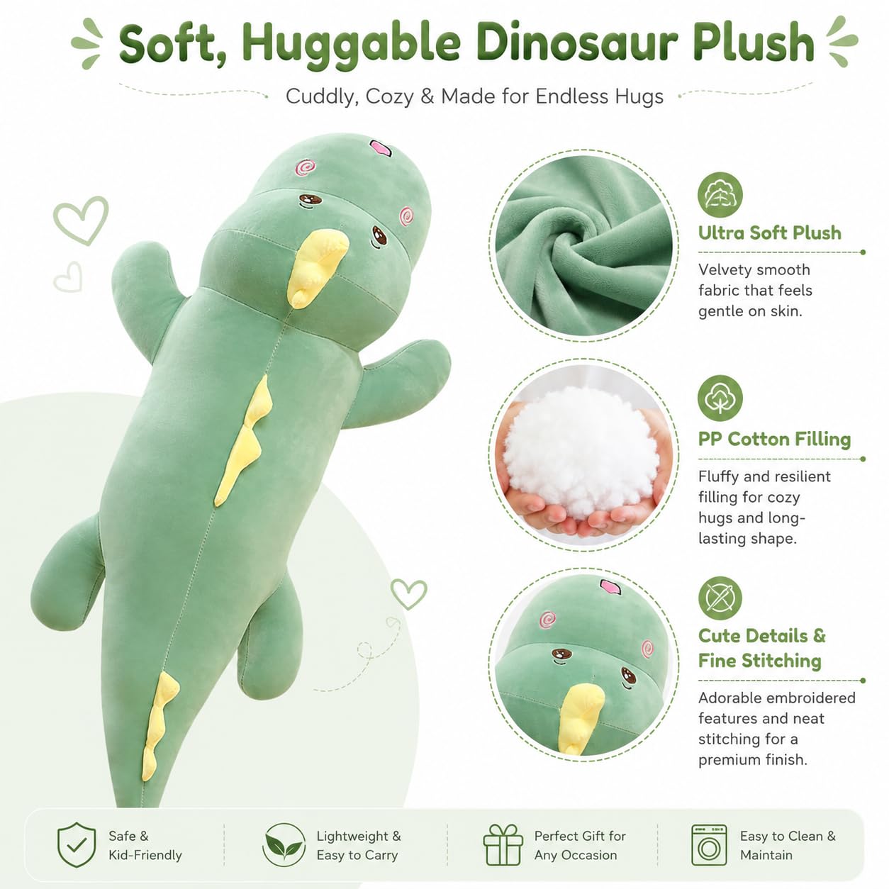 80cm Dinosaur Plush Toy Pillow