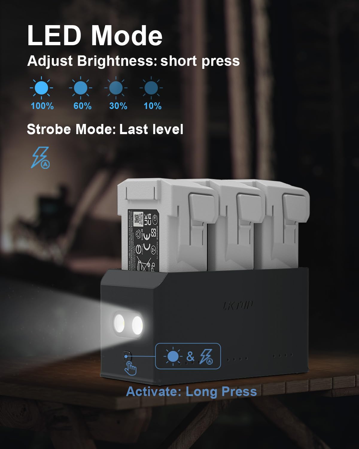 LKTOP 100W Mini 4 Pro/Mini 3 Series Battery Charging Hub (3X Fast Charging) for DJI Mini4 Pro/3 Pro/3 Drone Accessories Charger with Storage LED Lights Alarm Mode (Charge 3 Batteries Simultaneously)