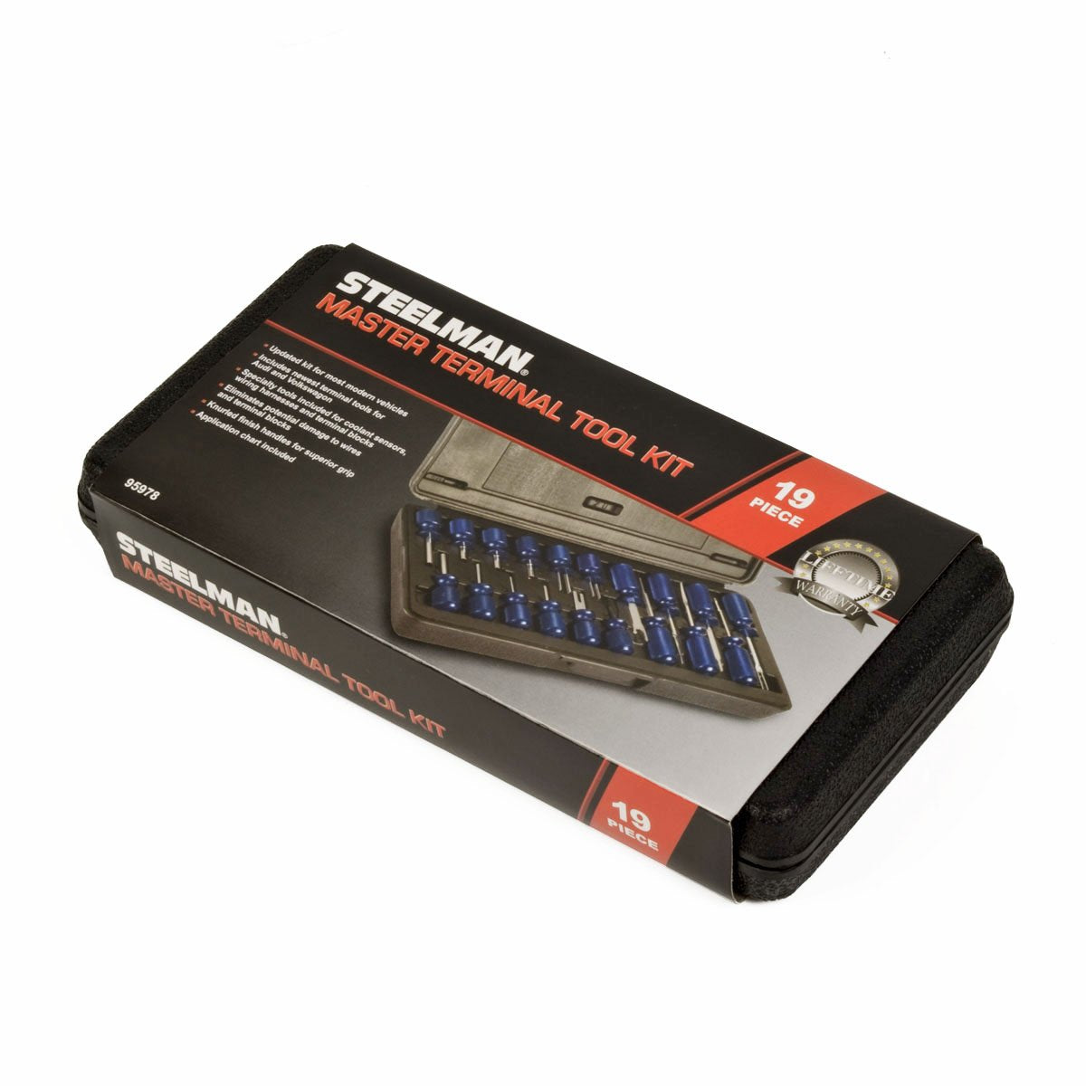 Steelman 19-Piece Master Terminal Tool Kit for Auto Techs, Removes Terminal Block Wires Without Damage, Includes: Tube, Flat, Fork Blade, Single Pin, Sheathing Ripper, & Others