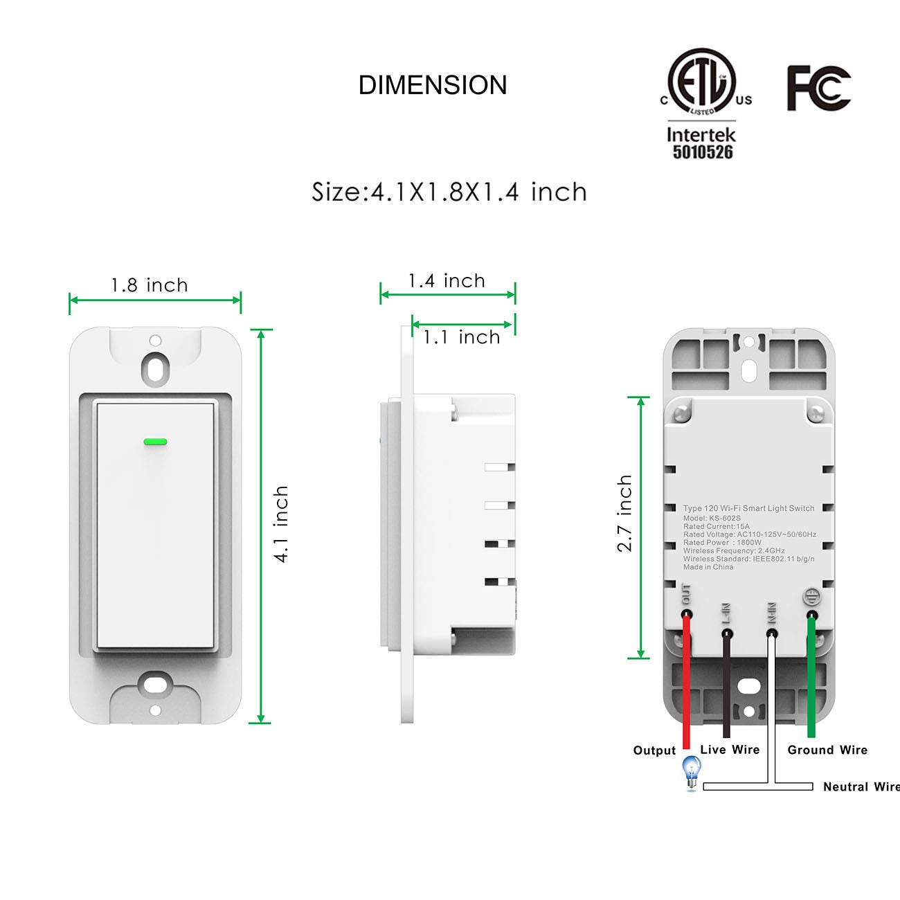 Lesim Smart 3 Gang WiFi Light Switch, 2.4GHz, Compatible with Alexa, Google Home, White, Push Button, Automatically/Smart Switch Operation