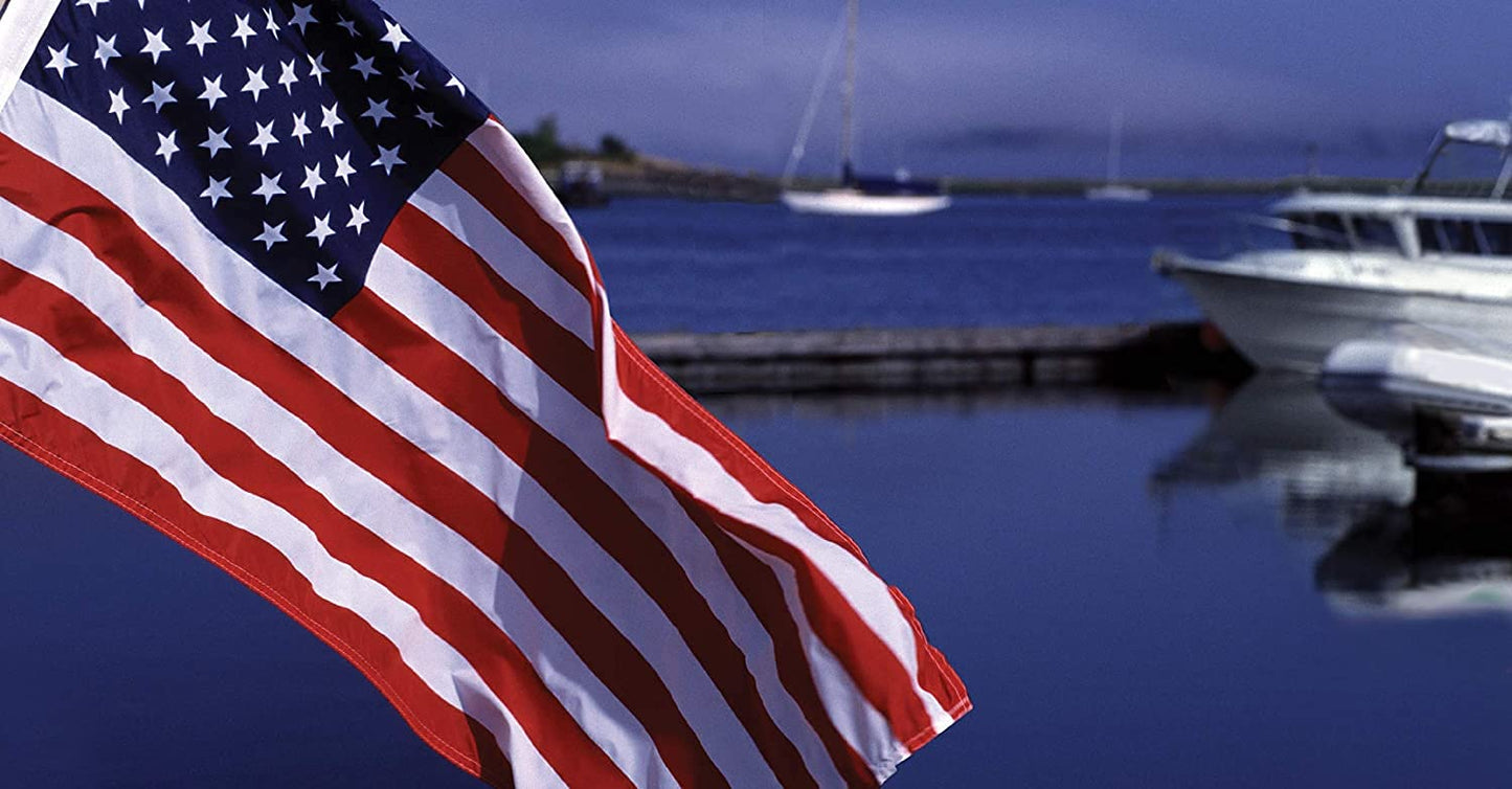 TAYLOR MADE PRODUCTS Sewn American Flag for Boats, 20" x 30", Marine-Grade Nylon, Fade Resistant, Brass Grommets, Embroidered Stars and Stripes, Flag only - 2020109196
