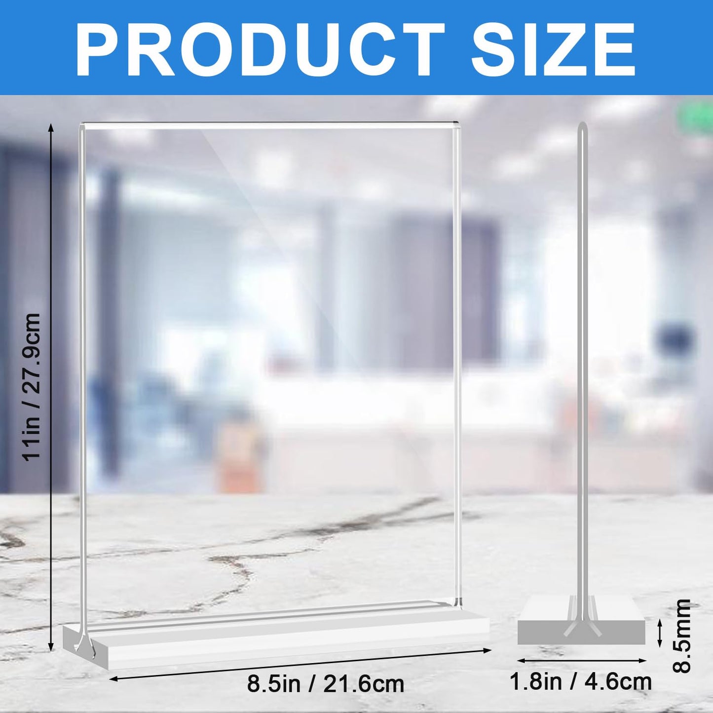 Dynta 24 Pack Acrylic Sign Holder 8.5 x 11 Inches Clear Double Sided Vertical Table Sign Holder Document Menu Flyer Holder T Shape Display Stand for Office Stores Restaurants Wedding Party