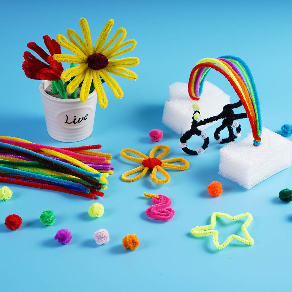 1600 Pieces Pipe Cleaners in 32 Colors Chenille Stems for Home and School DIY Art Crafts (0.23 x 11.8 Inches)