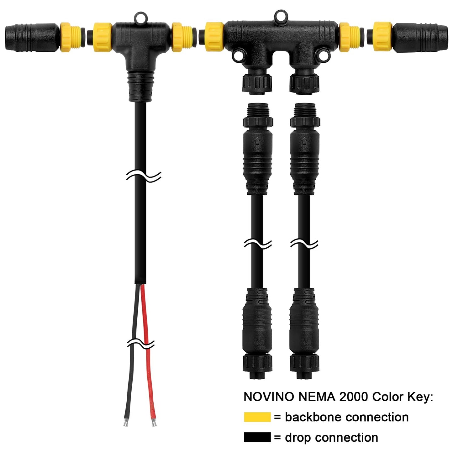 NMEA 2000 Starter Kit to Process NMEA 2000 Network for Lowrance Simrad Garmin,Marine Grade Starter Kit with Backbone Cables Drop Cables Tees Terminators