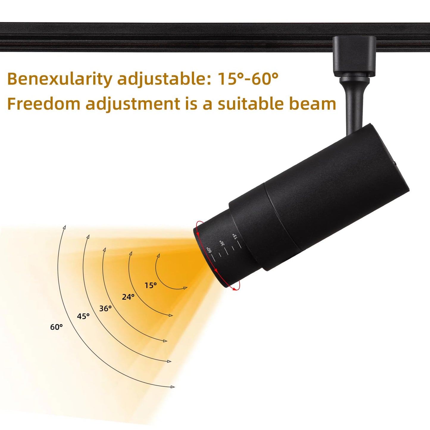 LED Track Lighting Heads Dimmable 24W 5CCT 2700K/3000k/3500k/4000k/5000k,Single Circu H Track Lighting Heads,Zoomable Beam 15° to 60° Ideal for Accent Art and Task Lighting,(3 Pack - Black-5CCT)