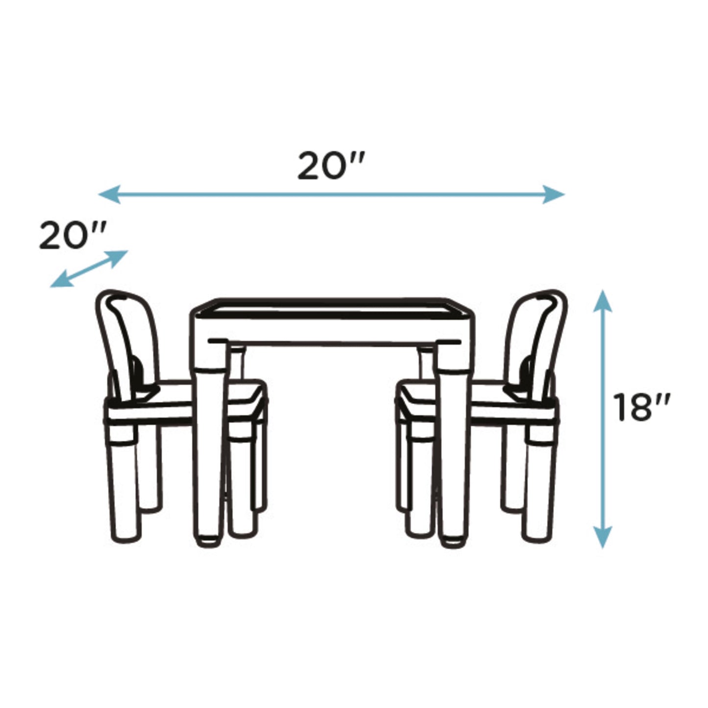 Humble Crew Kids Plastic Table and Chair Set, Toddler Activity Table with 2 Chairs, Lightweight Easy-Clean Kids Desk for Play, Snacks & Crafts, Indoor Outdoor Playroom Furniture, Grey/Grey