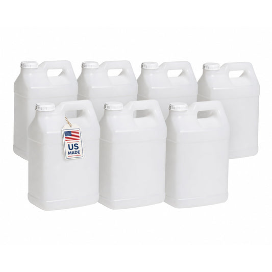 FastRack 2.5 Gallon Water Jug (Pack of 7) w/ 1 Black Rubber Cap Gripper | Reusable Plastic Jug with lid for Liquids | Heavy-Duty Water Container for Storage, Camping | BPA-Free Gallon Jugs with Lids