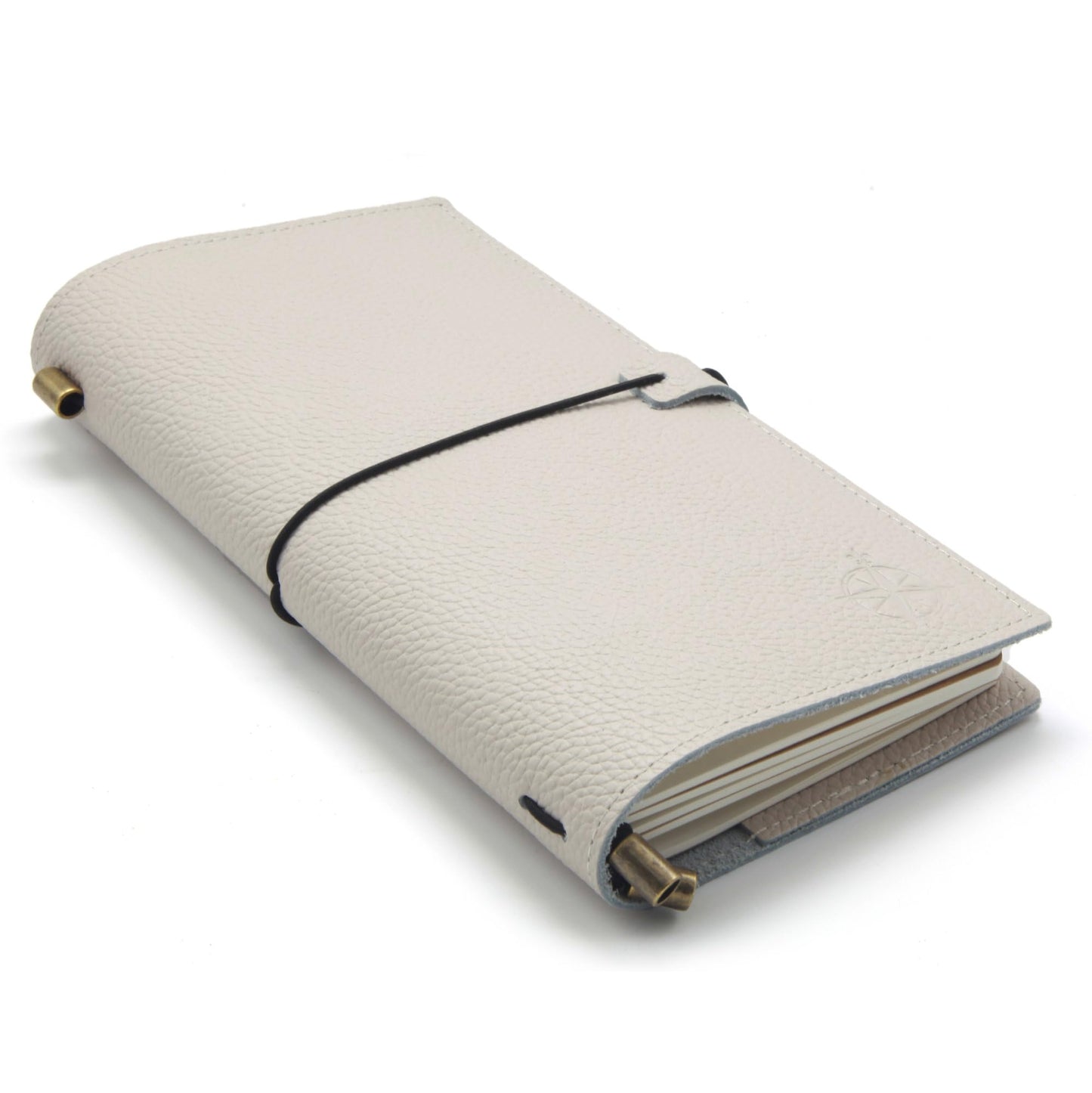WANDERINGS Regular Size Travelers Notebook with Pockets - 4.5" x 8.5" (11.5 x 22cm) - Refillable Travelers Journal - a Beautifully Handcrafted Leather Journal in Oat, 100 GSM Blank Inserts