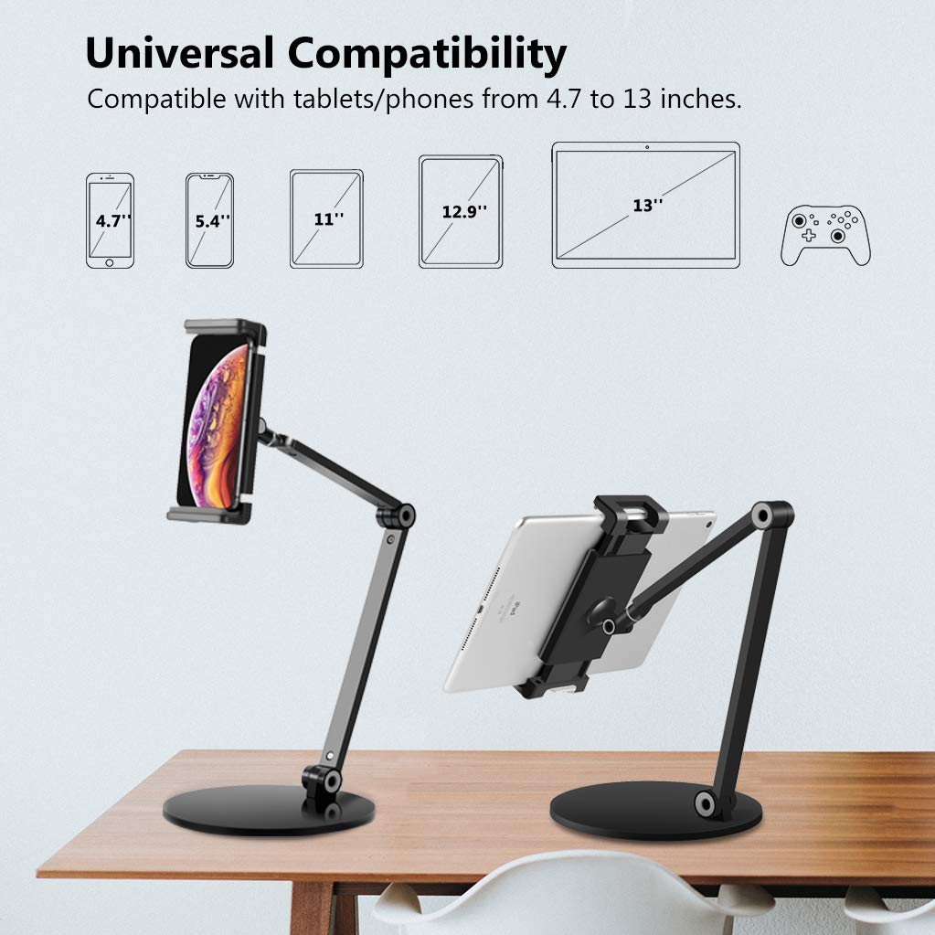 Inifispce Surface Pro Stand, iPad Pro 12.9 Holder, Multi-Angle Adjustable Tablet Stand Holder for 4.7''- 13'' Screen Microsoft Surface Pro Series, iPad Pro 11/12.9, iPad, Mini, Air and More (Black)