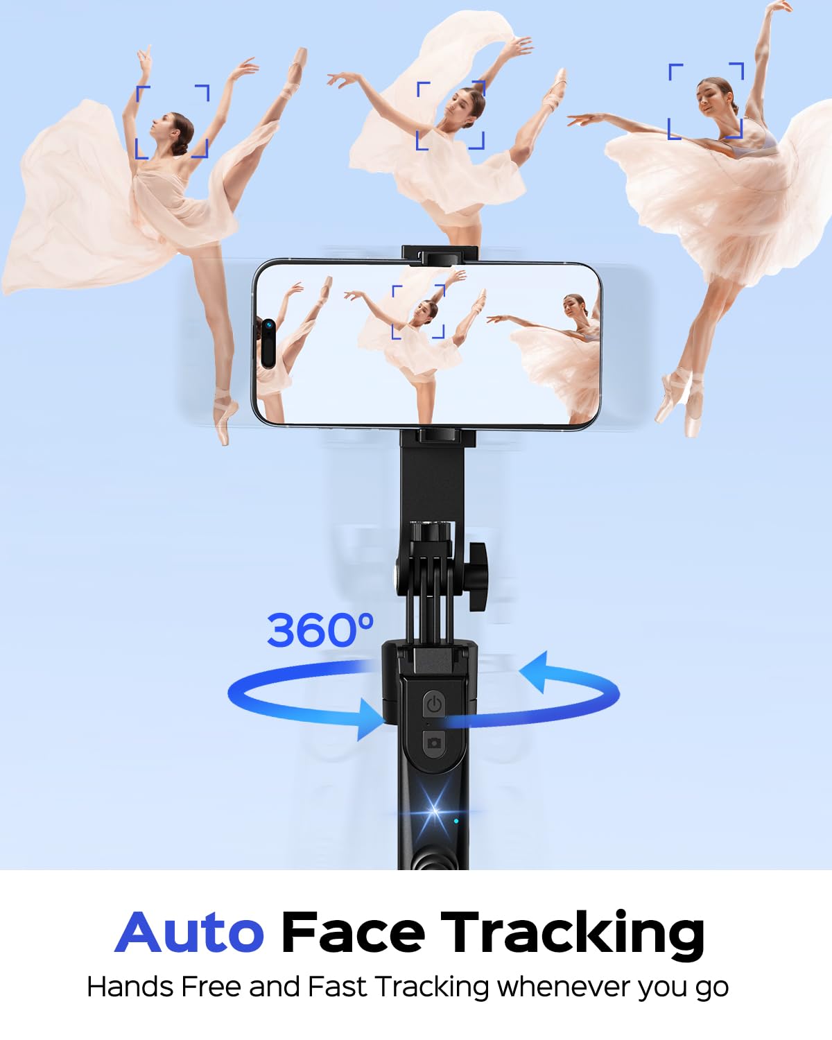 NEMOVA 68'' Auto Face Tracking Tripod for iPhone, 360° Rotation Phone Tripod with Wireless Remote and Phone Holder, Selfie Stick Tripod for Android Phone, Applied to YouTube, Tiktok, Facetime