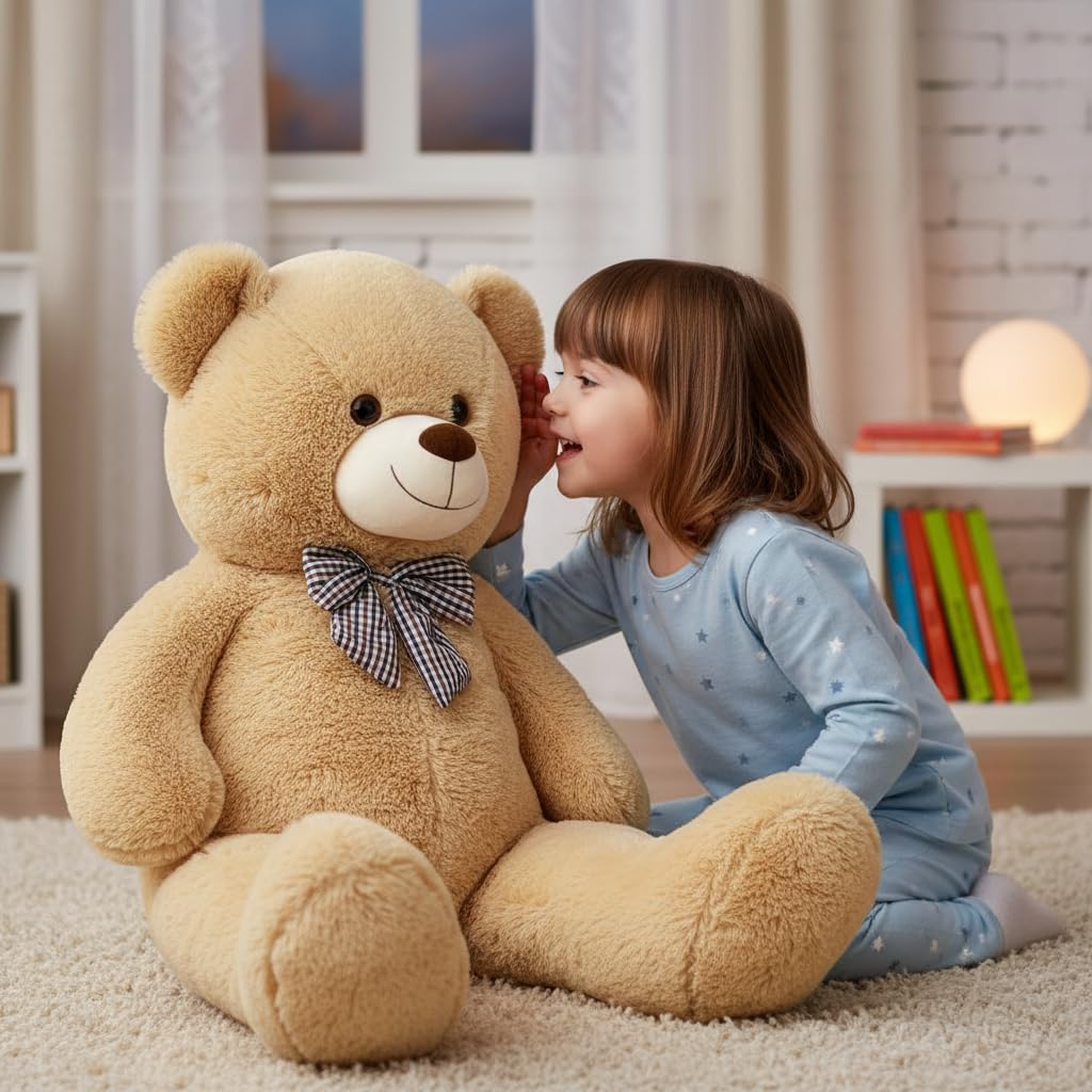 MorisMos Giant Teddy Bear Plush, Big Teddy Bear Stuffed Animals for Kids, Large Brown Bear for Girlfriend Christmas Valentine's Day, 47 Inches
