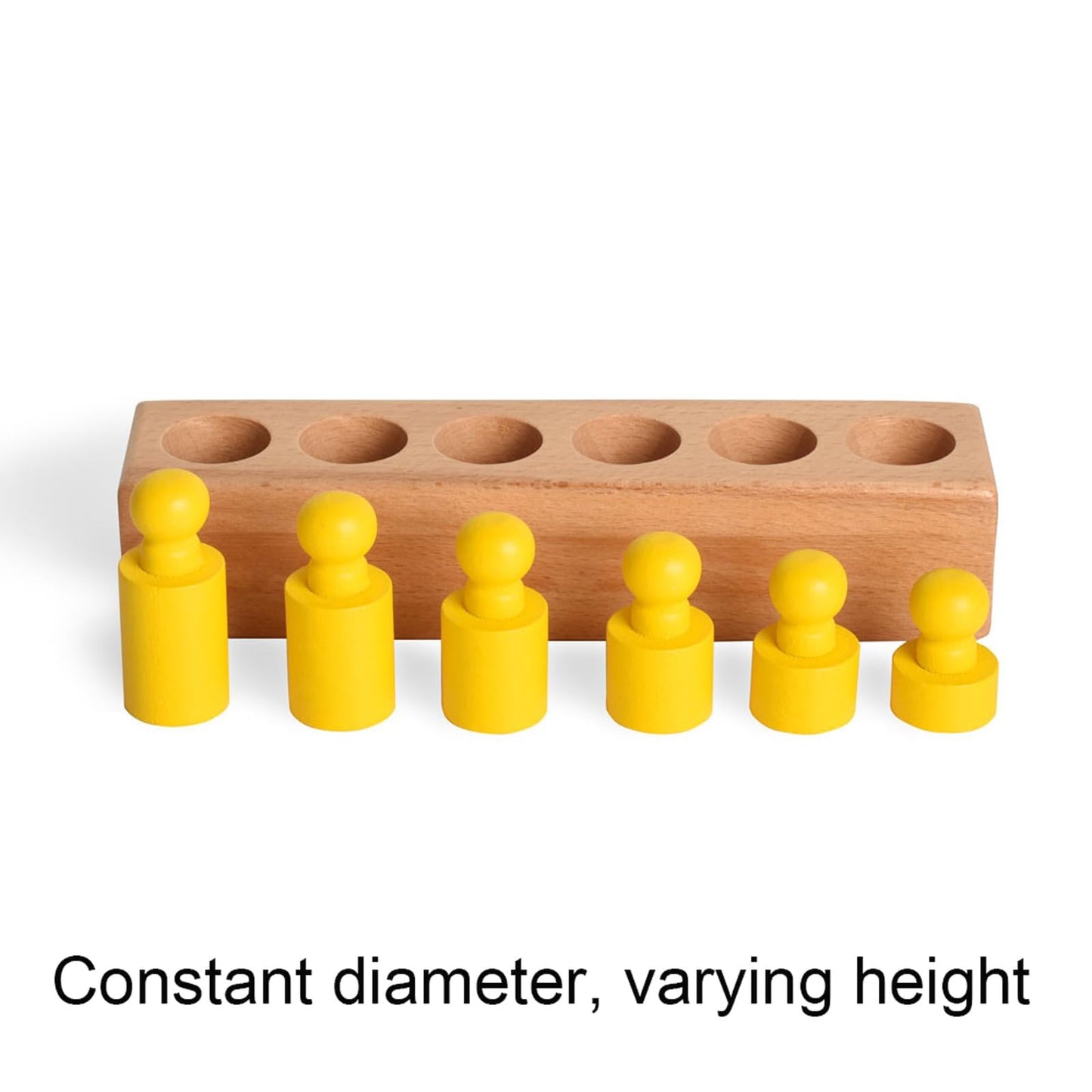 BOHS Montessori Knobbed Cylinders Blocks - 6 Pegs / 6.7 Inches - Colorful Wooden Early Home School Toys - 4pcs Set