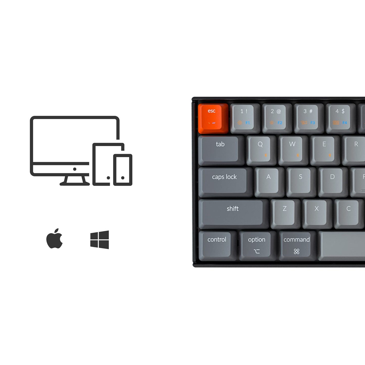 Keychron K6 Bluetooth 5.1 Wireless Mechanical Keyboard with Gateron G Pro Brown Switch/LED Backlit/Rechargeable Battery, 68 Keys Compact Keyboard Compatible with Mac Windows