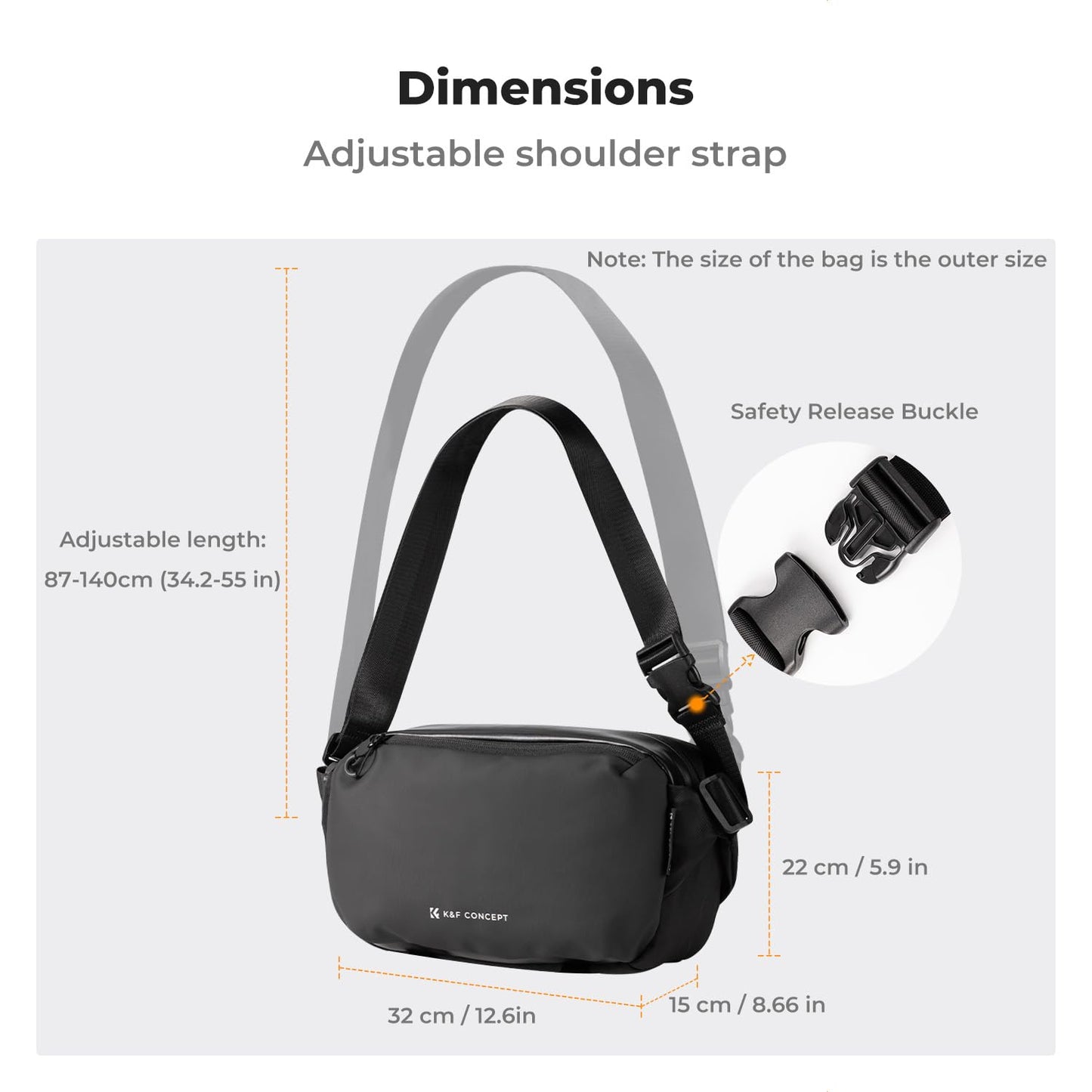 K&F Concept 2 in 1 Sling Bag Everyday Shoulder Bag & Multifunction Photography Crossbody Camera DSLR Backpack Portable Bag Black