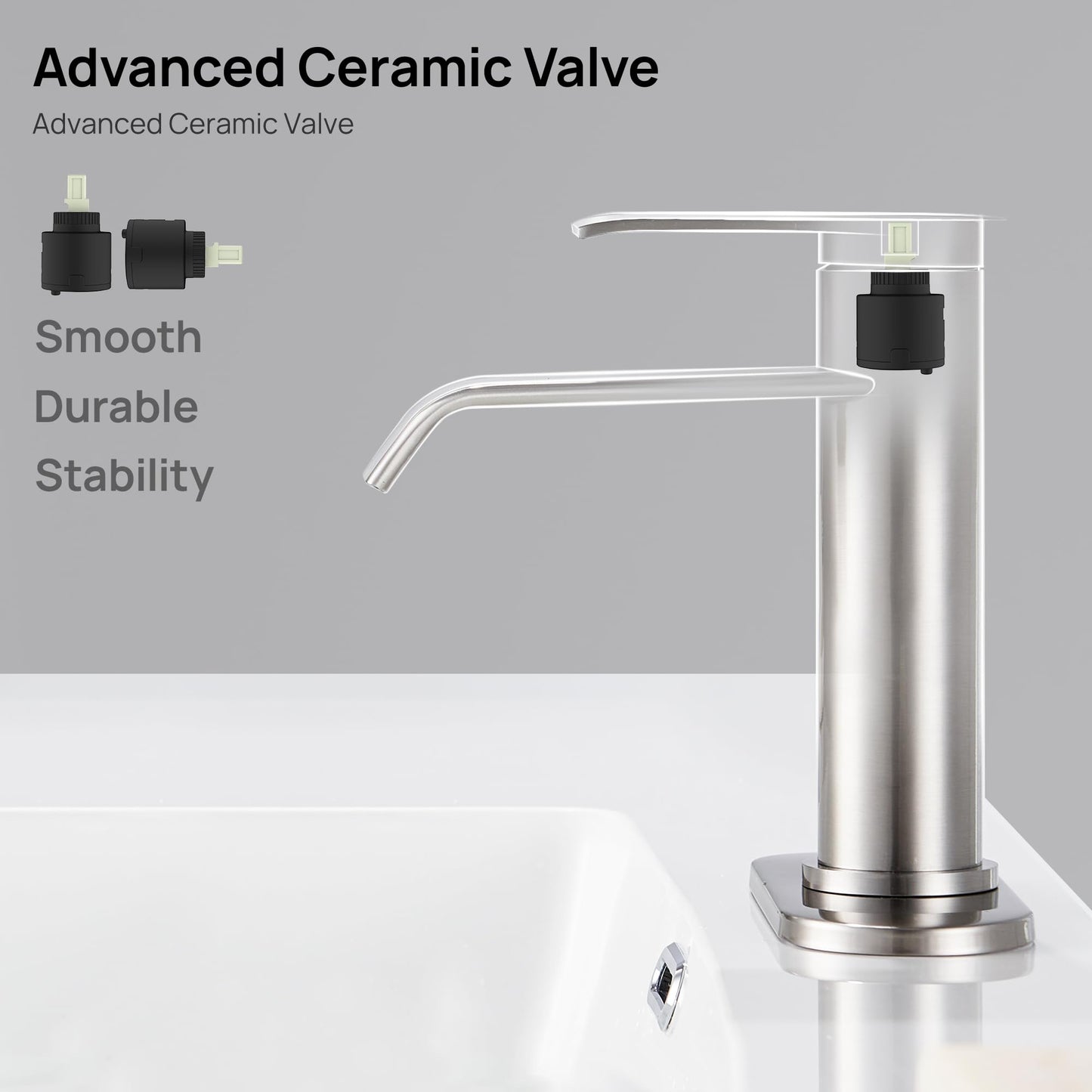 GAGALIFE Bathroom Faucet 1 Hole, Brushed Nickel Bathroom Sink Faucet with Metal Pop-up Drain Supply Lines and Deck, Modern Waterfall Bathroom Faucets Single Handle, JJL-MP-7001BN