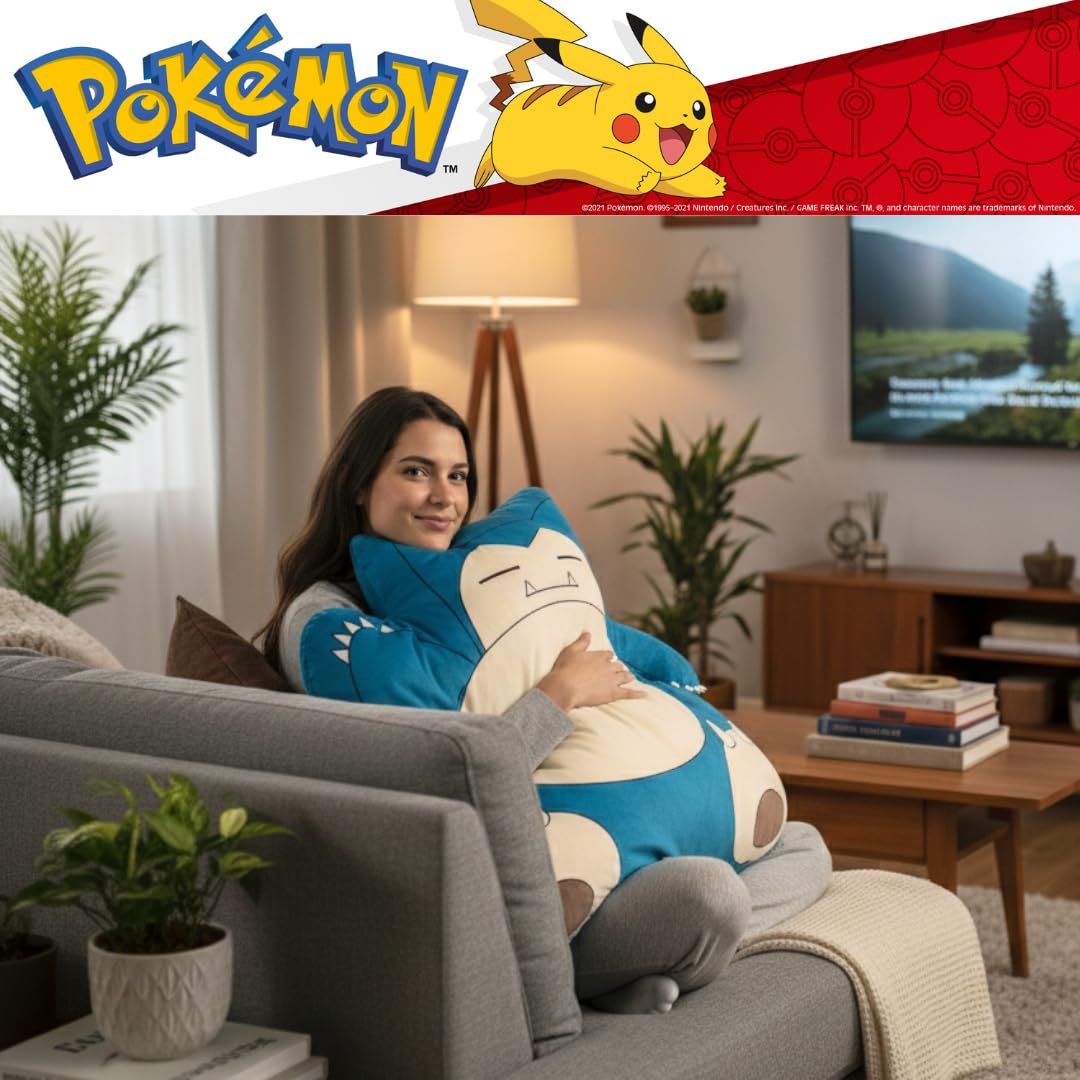 Pokemon Snorlax Anime Cozy Bedding Super Plush Oversized Body Pillow (Officially Licensed Product) by Franco