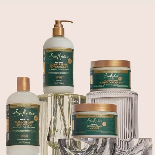 SheaMoisture Bond Repair Shampoo, Conditioner, Leave-In, & Oil Alma Oil 4 Pk to Strengthen Hair with Restorative HydroPlex Infusion