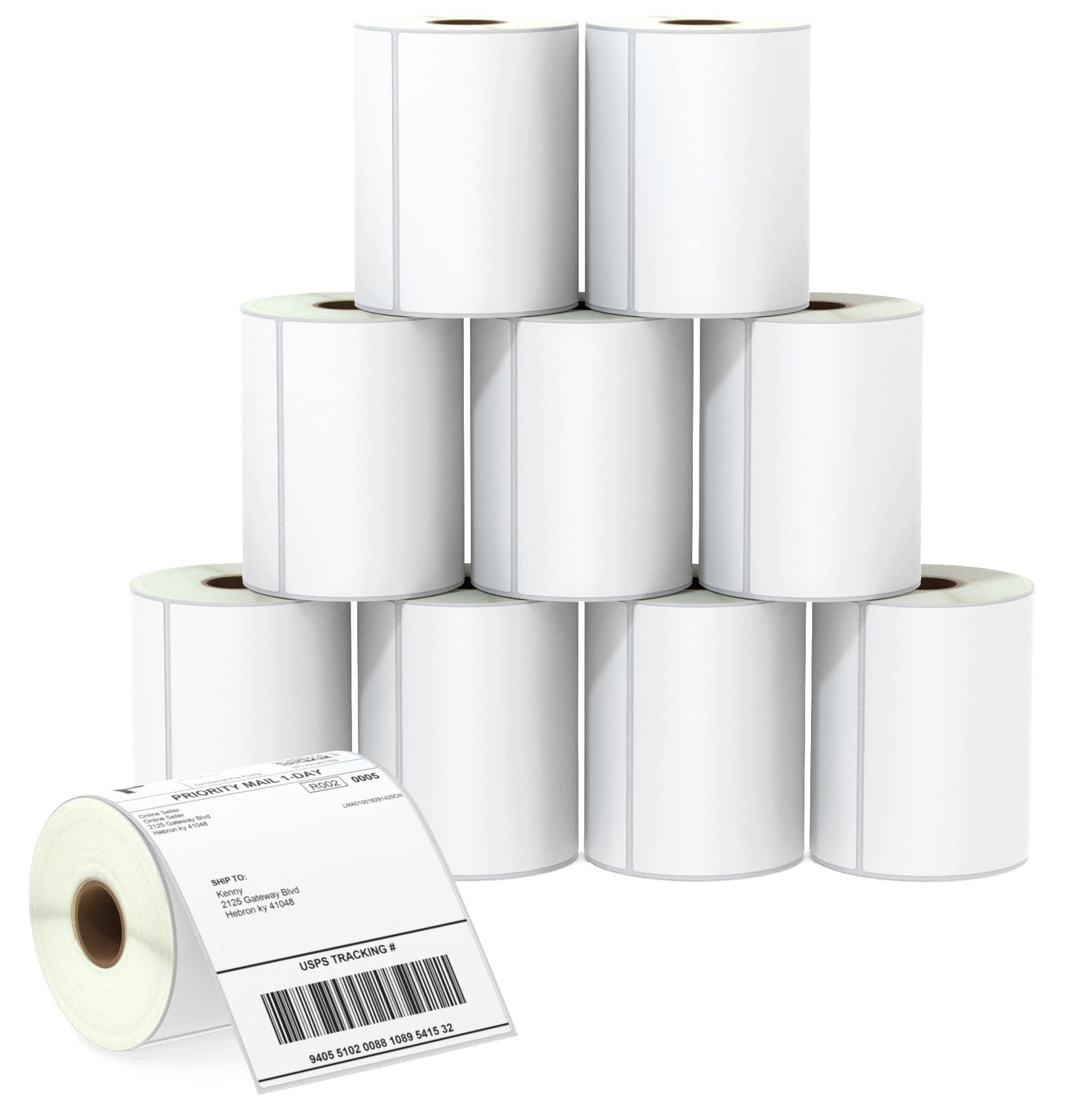 BETCKEY - 4" x 6" (102 mm x 152 mm) Shipping Labels Compatible with Zebra & Rollo Label Printer(not for dymo 4XL), Premium Adhesive & Perforated [10 Rolls, 2500 Labels]