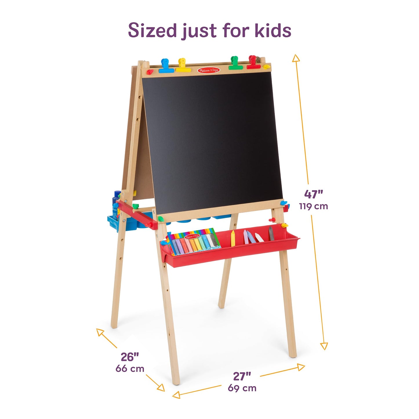 Melissa & Doug Deluxe Wooden Art Easel for Kids with Dry-Erase Board, Chalkboard & Drawing Paper Roller, Folding Double-Sided Toddler Easel, Preschool Learning Toys for Girls & Boys Ages 3